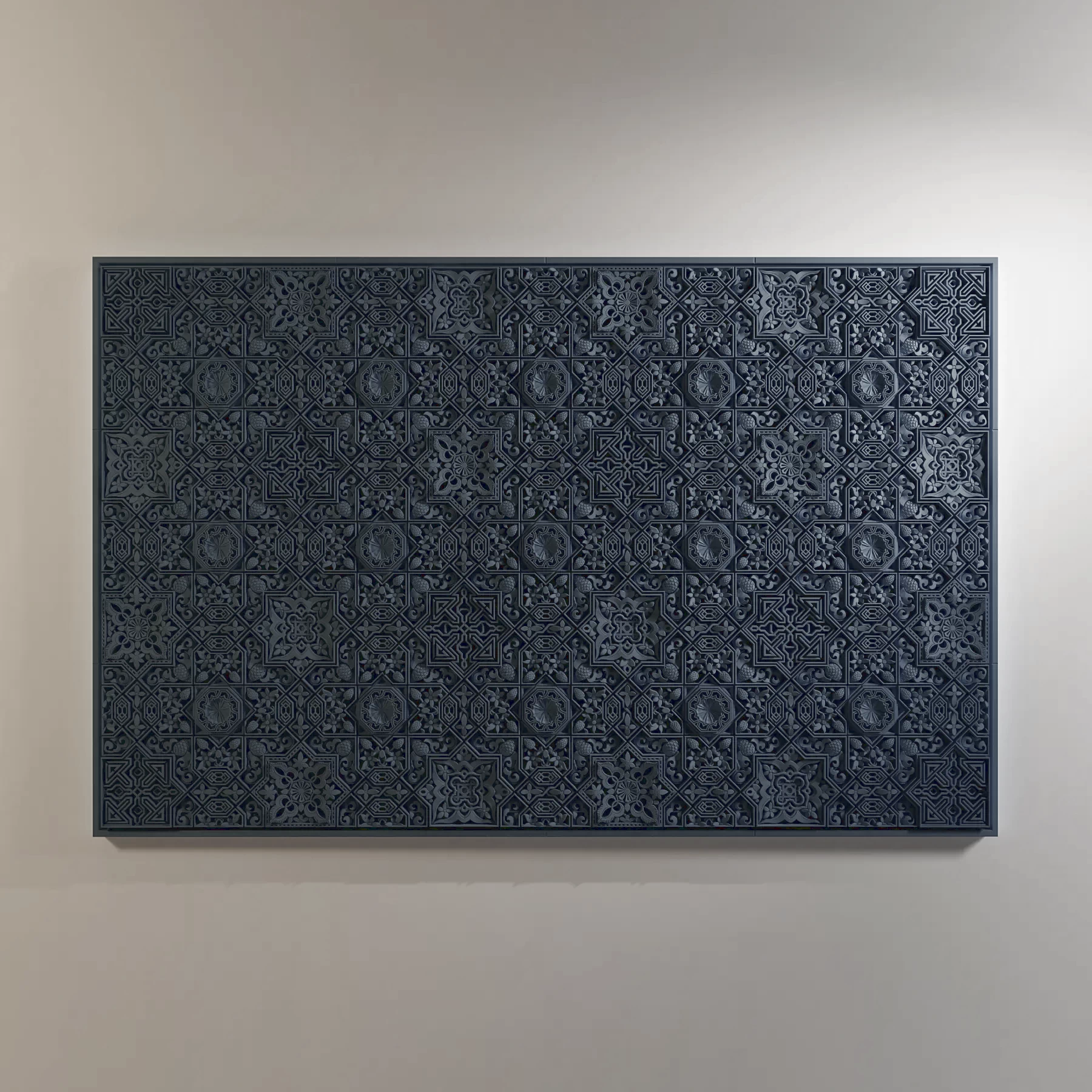 classic wall art sculpture in blue color