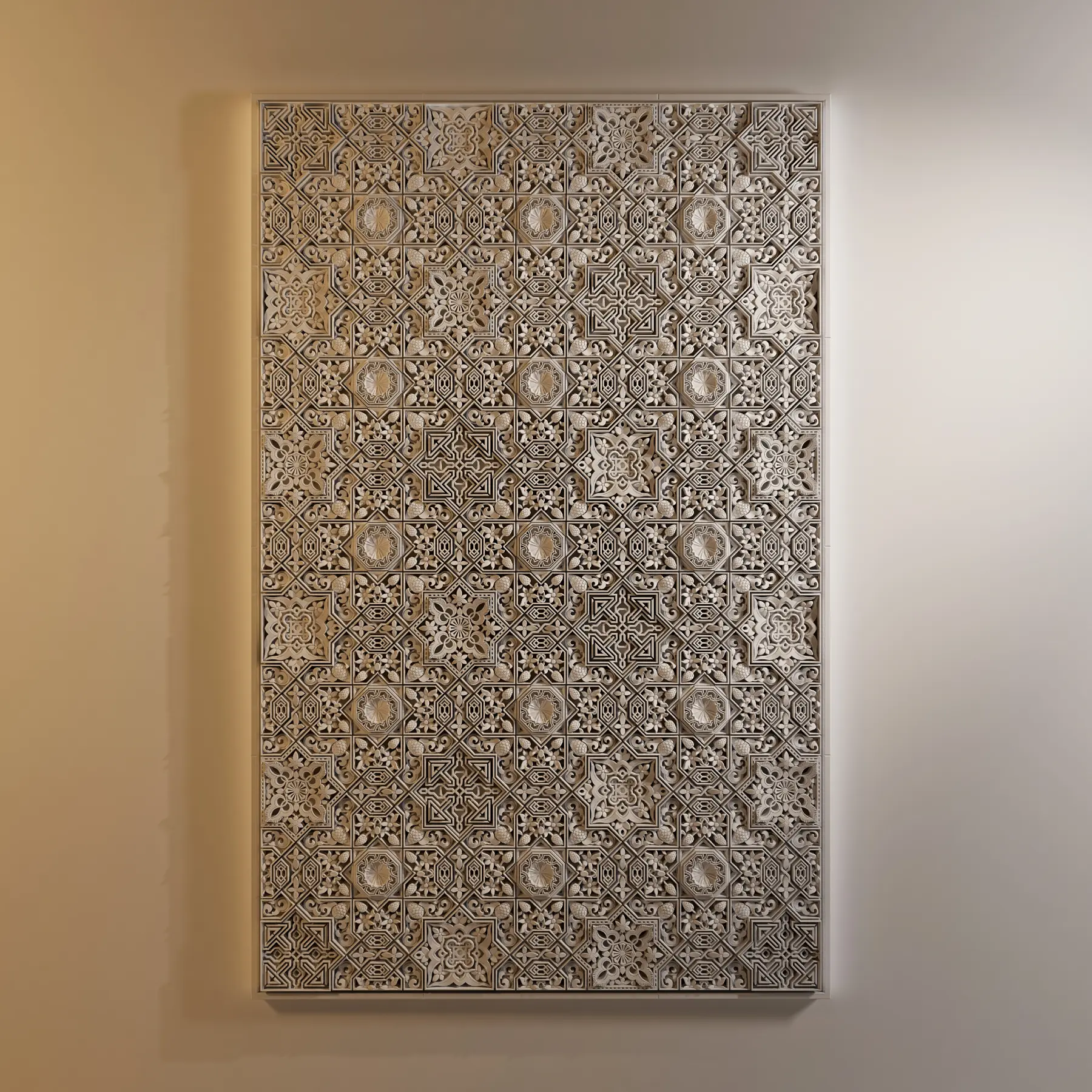 Andalucia Islamic Wall Sculptures in white color, based on the reproduction from alhambra palace
